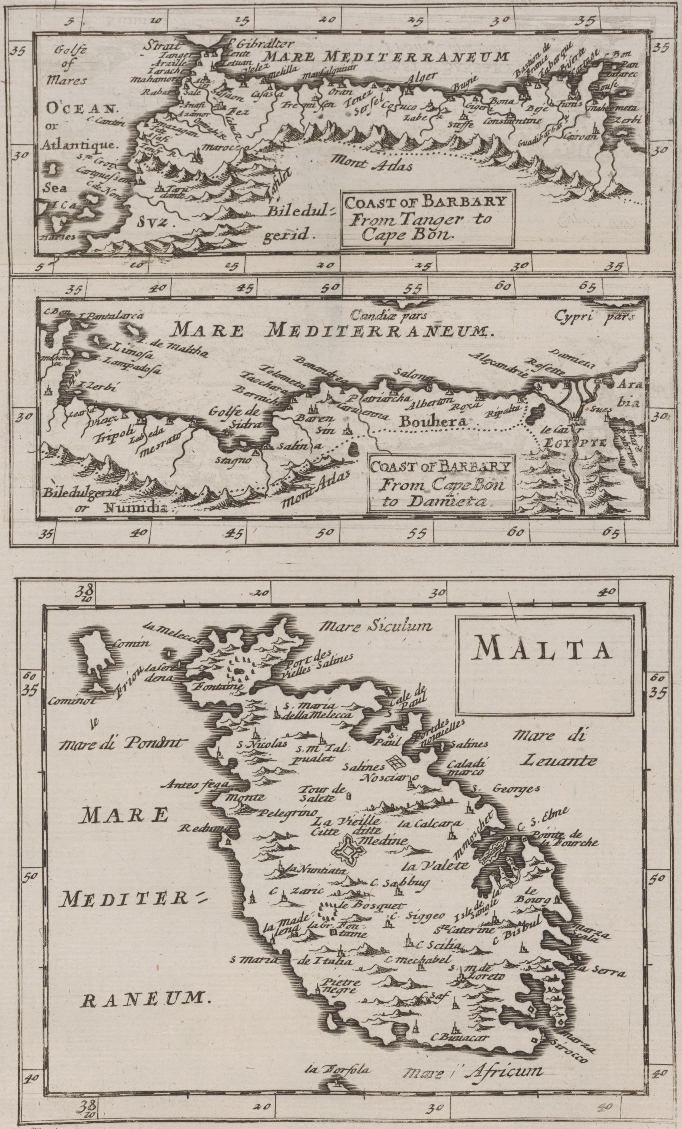 The image shows a paper with a map of Malta and the Mediterranean Sea, with text written on it. The...