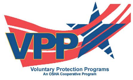 The image shows a poster with the text "Voluntary Protection Programs: An OSHA Cooperative Program"...