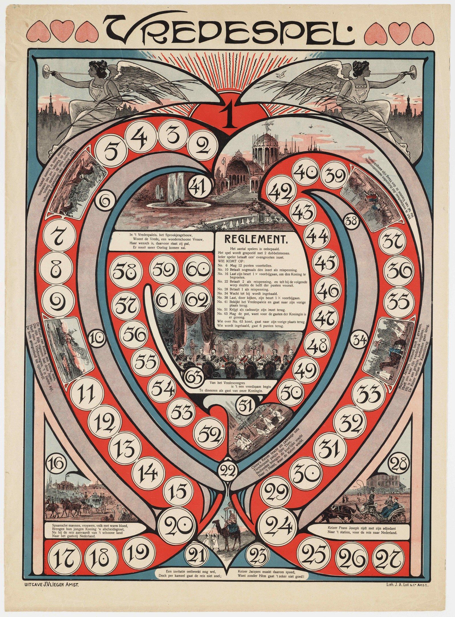 The image shows a poster with a heart-shaped design in the center, surrounded by numbers and text....
