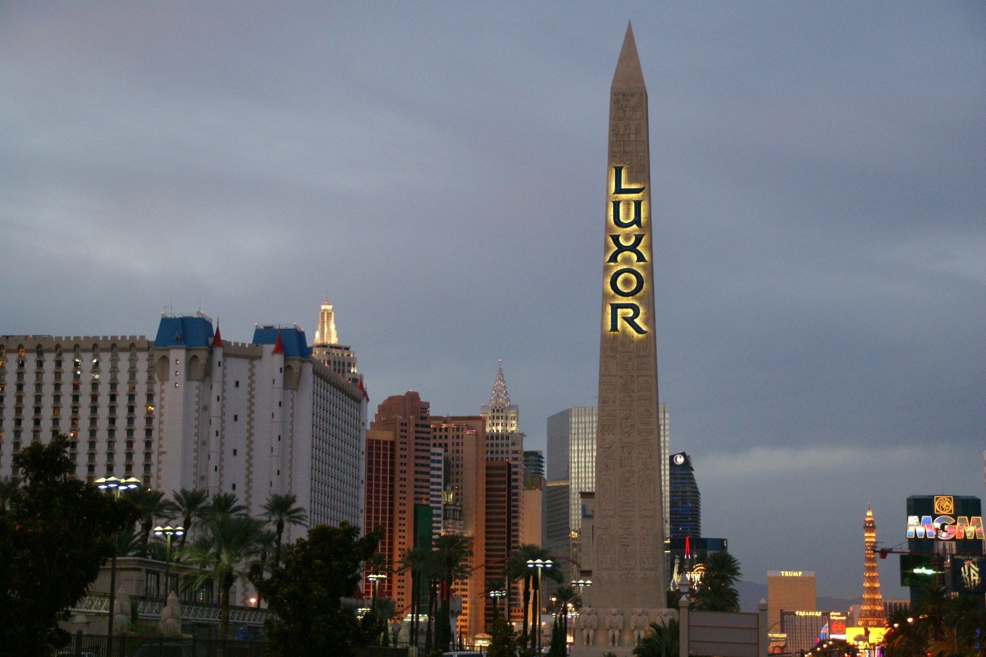 The image shows the Luxor Hotel and Casino in Las Vegas, Nevada. In the center of the image is an...