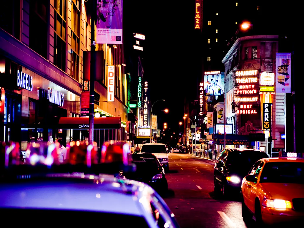 Here in this picture we can see buildings and stores present all over there on either side and we...