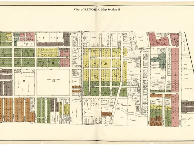 The image shows an old map of the city of Kenosha, Washington, D.C. from 1876. It is a detailed map...