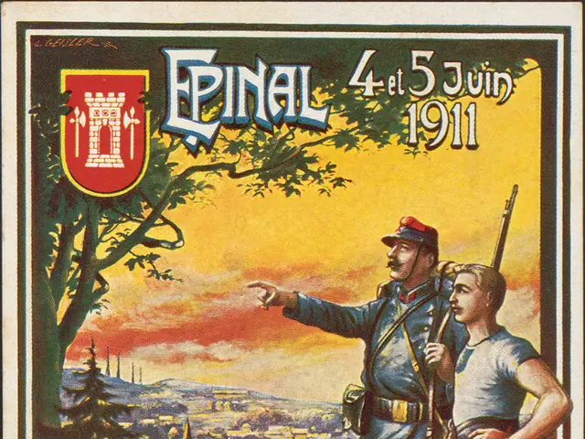 The image shows a poster advertising the 5th Olympic Games in Lorraine, France. It features two...