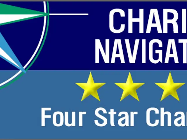 The image shows a poster with the text "Charity Navigator - Four Star Charity" and five stars below...