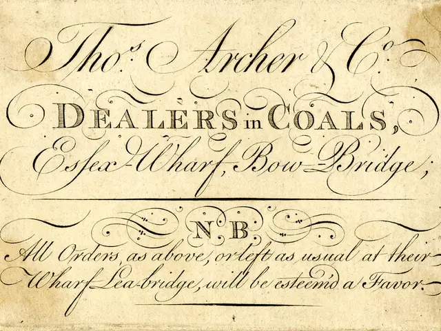 The image shows a paper with the text "The Archer & Co Dealers in Coals, Essex Wharf, Bow Bridge"...