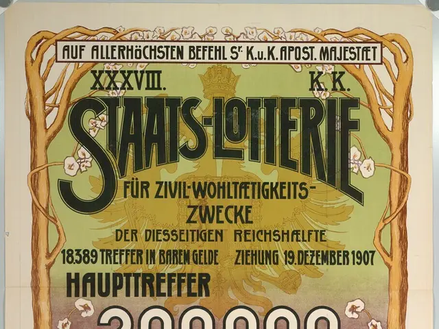 The image shows a poster on the wall of a building with a lot of money on it. The poster has text...