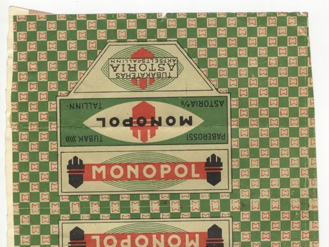 The image shows a green and white Monopoly board game on a white background. The paper has text...