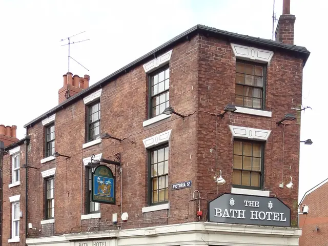The image shows the Bath Hotel in Stoke-on-Trent, Staffordshire. It is a building with windows and...
