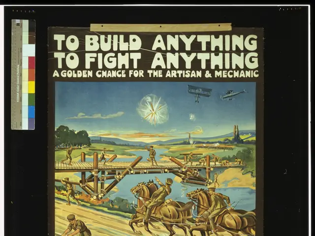 The image shows a poster depicting the 5th Overseas Pioneer Battalion, with text that reads "To...